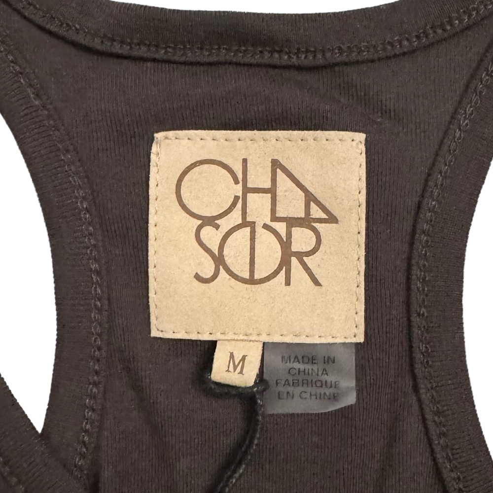 Chaser Racerback Tank Top Corset Front Curved Hem Faded Black Medium - Picture 3 of 16